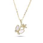 Gold Butterfly 925 Silver Necklace - White - NECKLACES