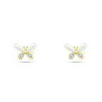 Gold Butterfly Earring with pearls and sparkling zircon - 925 Sterling Silver - fathyibrahim