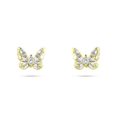 Gold Butterfly Earring with Shiny Zircon Stones - 925 Sterling Silver - fathyibrahim
