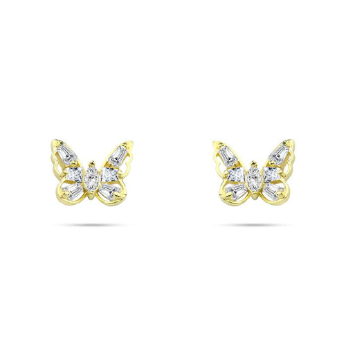 Gold Butterfly Earring with Shiny Zircon Stones - 925 Sterling Silver - fathyibrahim