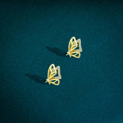 Gold Earring in the shape of a Flying Butterfly - 925 Sterling Silver - fathyibrahim