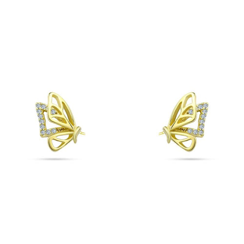 Gold Earring in the shape of a Flying Butterfly - 925 Sterling Silver - fathyibrahim