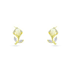 Gold Flower Earring with Pearls and Sparkling Zircon - 925 Sterling Silver - fathyibrahim