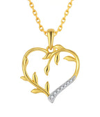 Gold heart and leaves - 925 Silver necklace - Yellow - NECKLACES