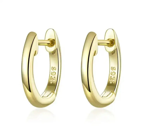 Gold Plated Simple Hoop Earrings - 925 Sterling silver