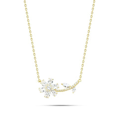 Gold-Plated Zircon Rose - 925 Silver Necklace - NECKLACES