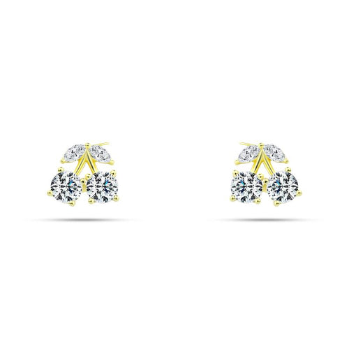 Gold Umbrella Earring with Sparkling Zircon Stones - 925 Sterling Silver - fathyibrahim