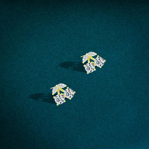 Gold Umbrella Earring with Sparkling Zircon Stones - 925 Sterling Silver - fathyibrahim