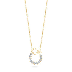 Gold Zircon Circle 925 Silver Necklace - Transparent - NECKLACES
