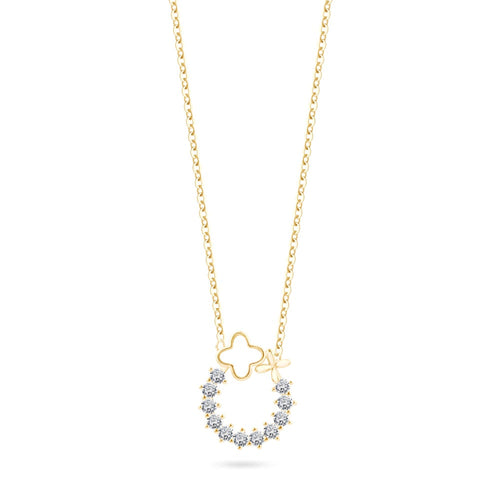 Gold Zircon Circle 925 Silver Necklace - Transparent - NECKLACES