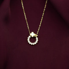 Gold Zircon Circle 925 Silver Necklace - Transparent - NECKLACES