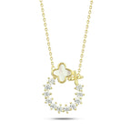Gold Zircon Circle 925 Silver Necklace - Transparent - NECKLACES