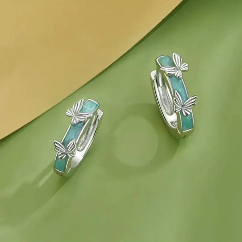 Green Butterfly Earring - 925 sterling silver - Green