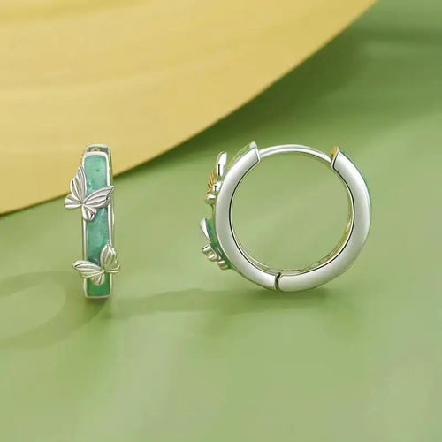 Green Butterfly Earring - 925 sterling silver - Green