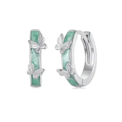 Green Butterfly Earring - 925 sterling silver - Green