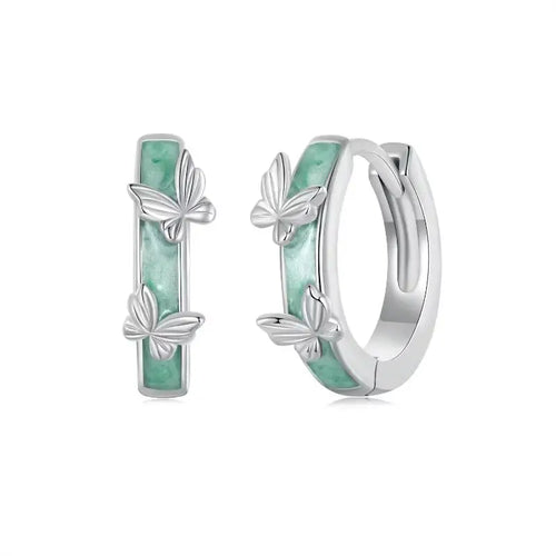 Green Butterfly Earring - 925 sterling silver - Green