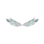 Green Feather Earring - 925 sterling silver - Multi Color