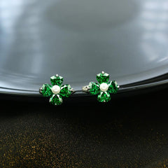 Green Flower 925 Silver Earring - fathyibrahim