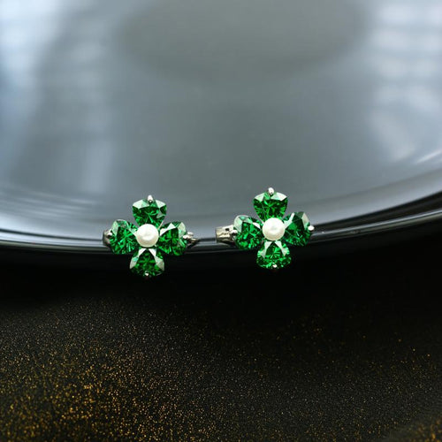 Green Flower 925 Silver Earring - fathyibrahim