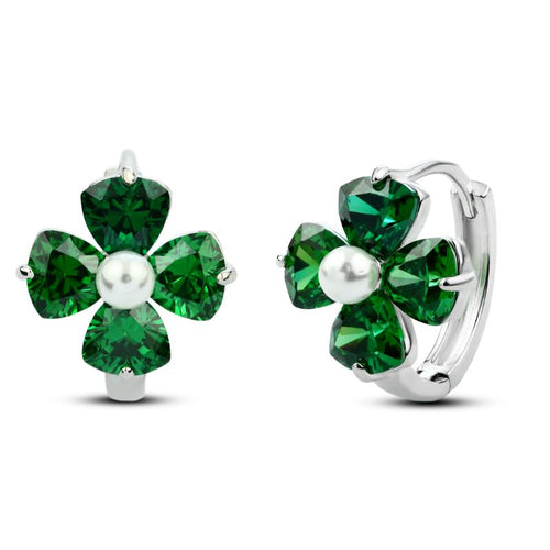 Green Flower 925 Silver Earring - fathyibrahim