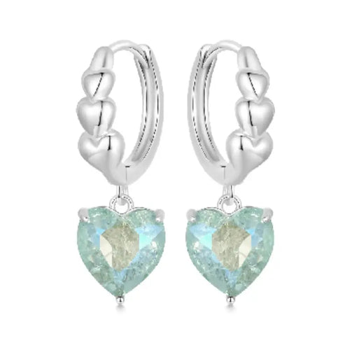 Green Hearts Earrings - 925 sterling silver - Green