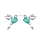 Green Hummingbird Earring - 925 sterling silver - Light-Blue