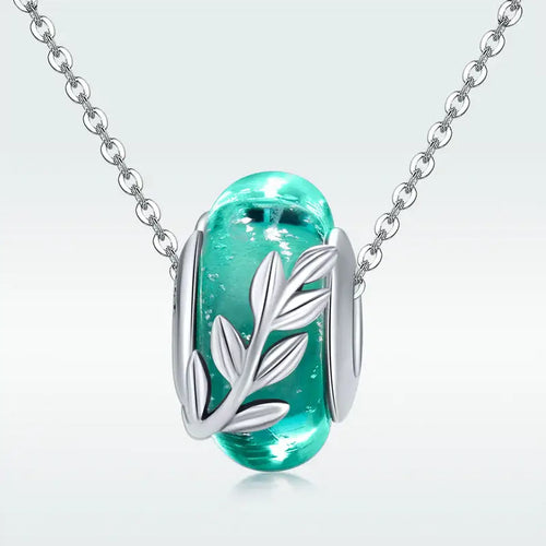 Green leaf 925 Silver Charm - Multi Color