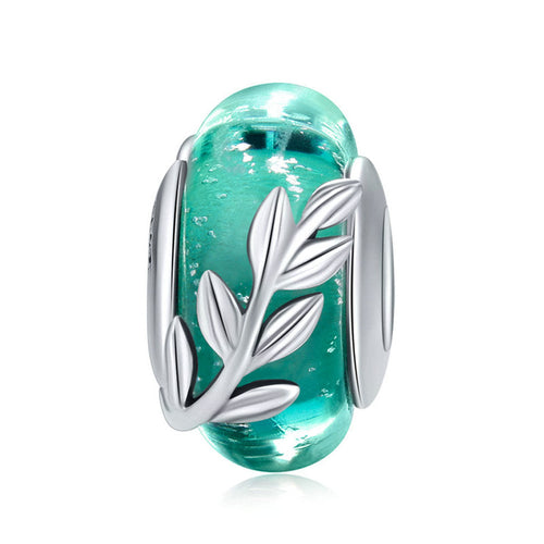 Green leaf 925 Silver Charm - fathyibrahim