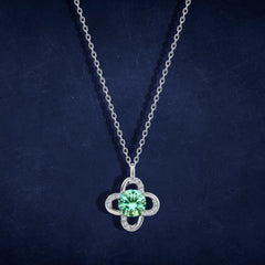 Green Moissanite 925 Silver Necklace - Green - NECKLACES
