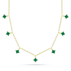 Green Zircon 925 Silver Necklace - Gold - Green - NECKLACES