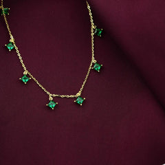 Green Zircon 925 Silver Necklace - Gold - Green - NECKLACES