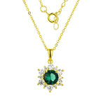 Green Zircon Sun 925 Silver Necklace - Multi Color - NECKLACES