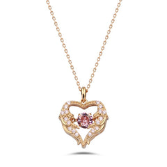 Guard Heart 925 Silver Necklace - Rose gold - Orange - NECKLACES