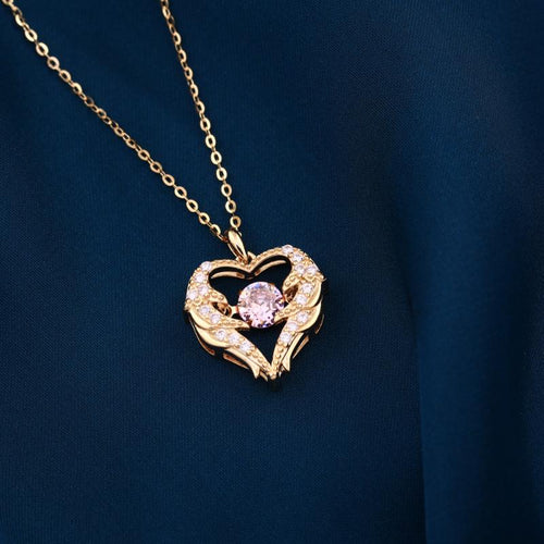 Guard Heart 925 Silver Necklace - Rose gold - Orange - NECKLACES