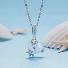 Heart and starfish charm - 925 sterling silver - Light-Blue