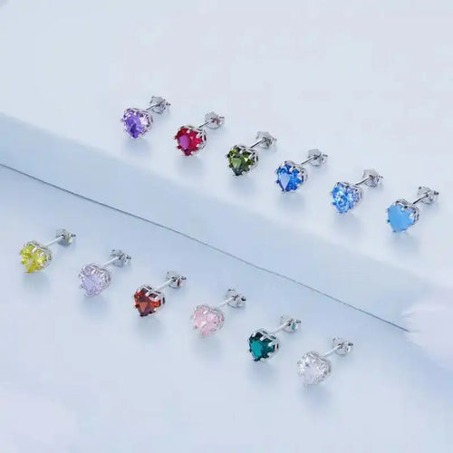 Heart Birthstone 925 Silver Earing - Yellow