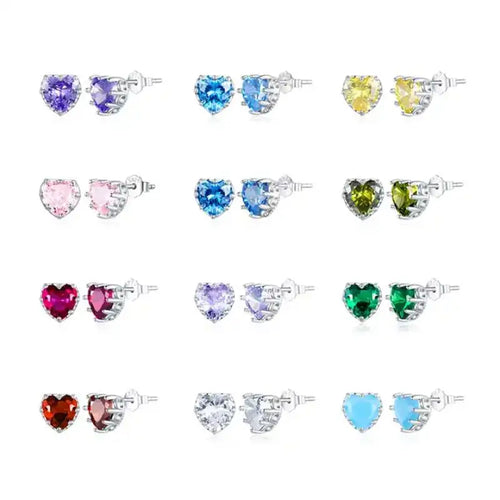 Heart Birthstone 925 Silver Earing - Yellow