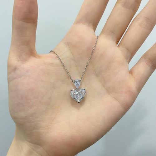 Heart Drop - 925 Sterling Silver Necklace - Transparent
