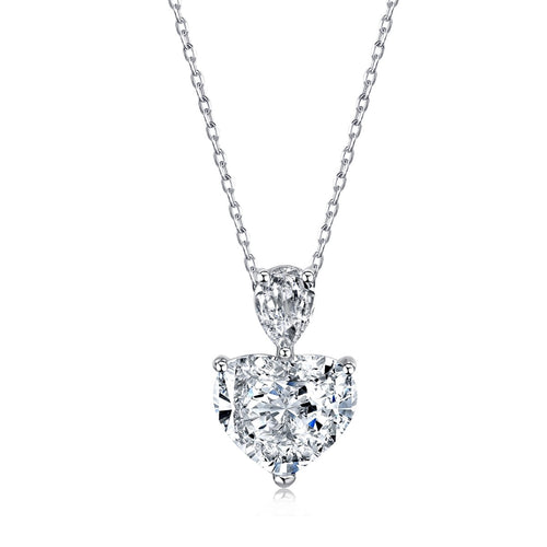 Heart Drop - 925 Sterling Silver Necklace - Transparent