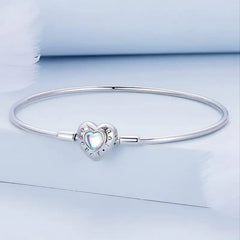 Heart Moonstone(Forever Love)925 Silver Charms Bangle - 17 / Multi Color - Bangels