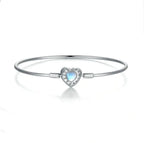 Heart Moonstone(Forever Love)925 Silver Charms Bangle - 17 / Multi Color - Bangels
