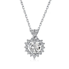 Heart of Sparkle 925 Sterling Silver Necklace - Transparent
