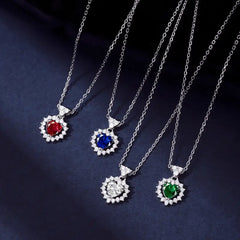 Heart of Sparkle 925 Sterling Silver Necklace - Transparent