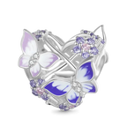 Heart Shaped Butterfly Charm - 925 Sterling Silver - Multi Color