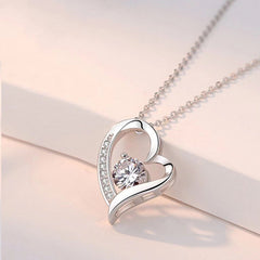 Heart-shaped necklace - 925 sterling silver - Transparent - NECKLACES