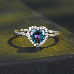 Heart shaped ring - 925 sterling silver - Multi Color / 9 - Rings