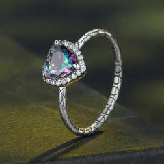 Heart shaped ring - 925 sterling silver - Multi Color / 9 - Rings
