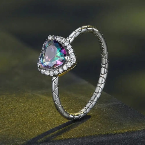 Heart shaped ring - 925 sterling silver - Multi Color / 9 - Rings