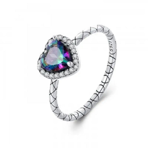 Heart shaped ring - 925 sterling silver - Multi Color / 9 - Rings