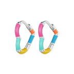 Heart Stud Earrings - 925 Sterling Silver - Multi Color
